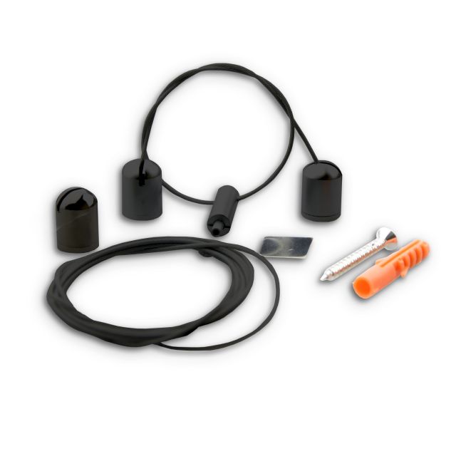 Seilabhängung Z04 für PN17V2, schwarz, Länge bis 3m, 2 Seile, inkl. Befestigungsmaterial