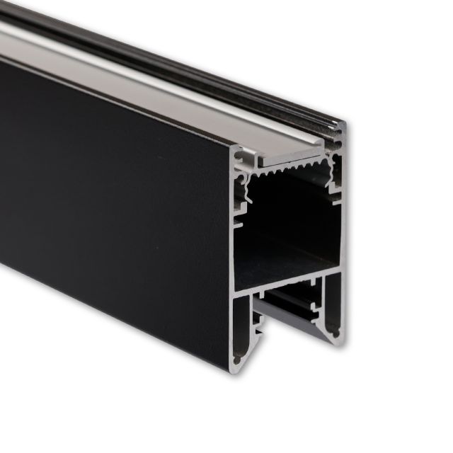 PN27 LED LEUCHTEN-Profil 200 cm, schwarz RAL 9005 LED Stripes max. 30 mm, Inlay Klickbar