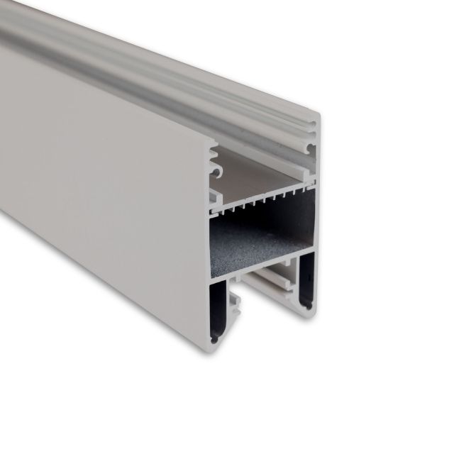 PN27 LED LEUCHTEN-Profil 200 cm, silber pulverbeschichtet, LED Stripes max. 30 mm, Inlay schiebbar