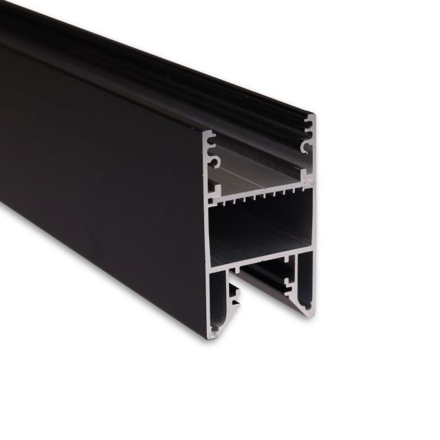 PN27 LED LEUCHTEN-Profil 200 cm, schwarz RAL 9005 LED Stripes max. 30 mm, Inlay schiebbar