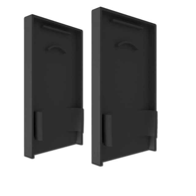 Endkappe E125B schwarz für Profil PN17V1 / PN17V2 mit C68, 2 STK, mit Lichtfalle