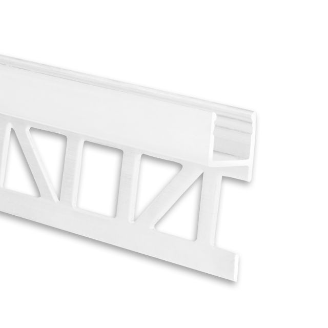 FP3 Profilo LED per piastrelle estremità superiore 200 cm, bianco RAL 9003, strisce LED max. 8 mm