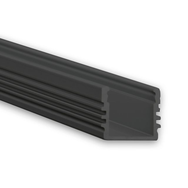 PL2 LED AUFBAU-Profil 200 cm, hoch, schwarz RAL 9005, LED Stripes max. 12 mm