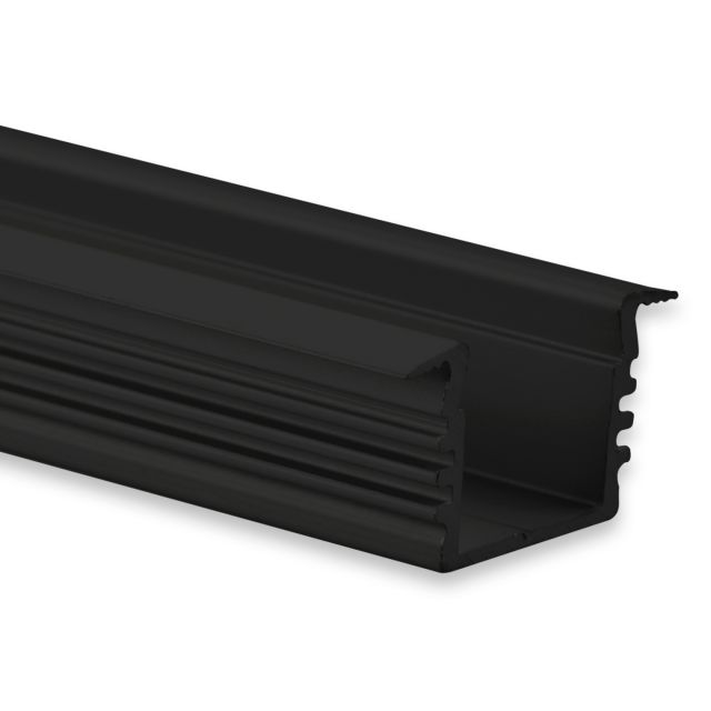 PL3 LED EINBAU-Profil 200 cm, hoch/Flügel, schwarz RAL 9005, LED Stripes max. 12 mm