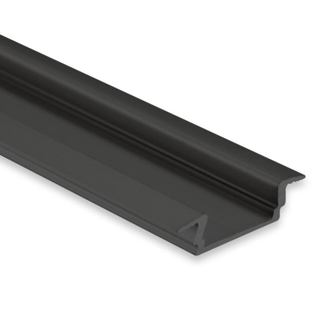 PL8 LED EINBAU-Profil 300 cm, flach/Flügel, schwarz RAL 9005 LED Stripes max. 12mm