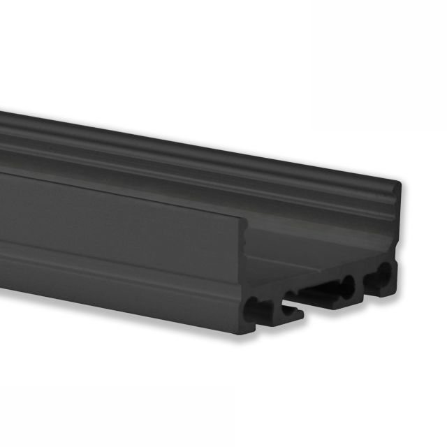 PN4 LED AUFBAU-Profil 200 cm, flach, schwarz RAL 9005, LED Stripes max. 20 mm