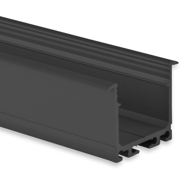PN7V2 LED EINBAU-Profil 200 cm, hoch, schwarz RAL 9005 LED Stripes max. 20 mm