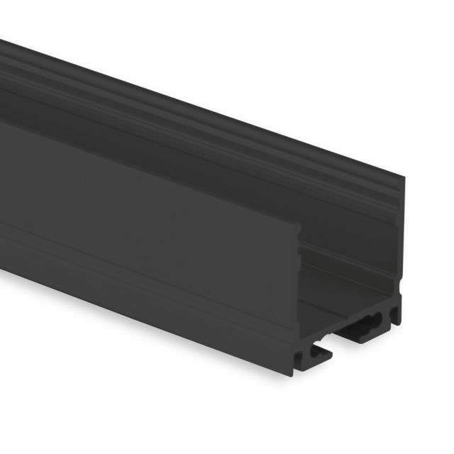 PN8 LED AUFBAU-Profil 200 cm, schwarz RAL 9005, LED Stripes max. 16 mm