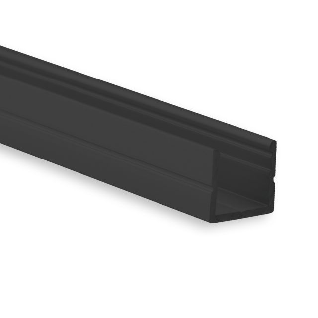 PO16 LED AUFBAU-Profil 200 cm, schwarz RAL 9005 mini, LED Stripes max. 8 mm