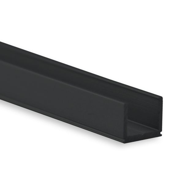 PO18 LED AUFBAU-Profil 200 cm, schwarz RAL 9005 ultra-mini, LED Stripes max. 6 mm